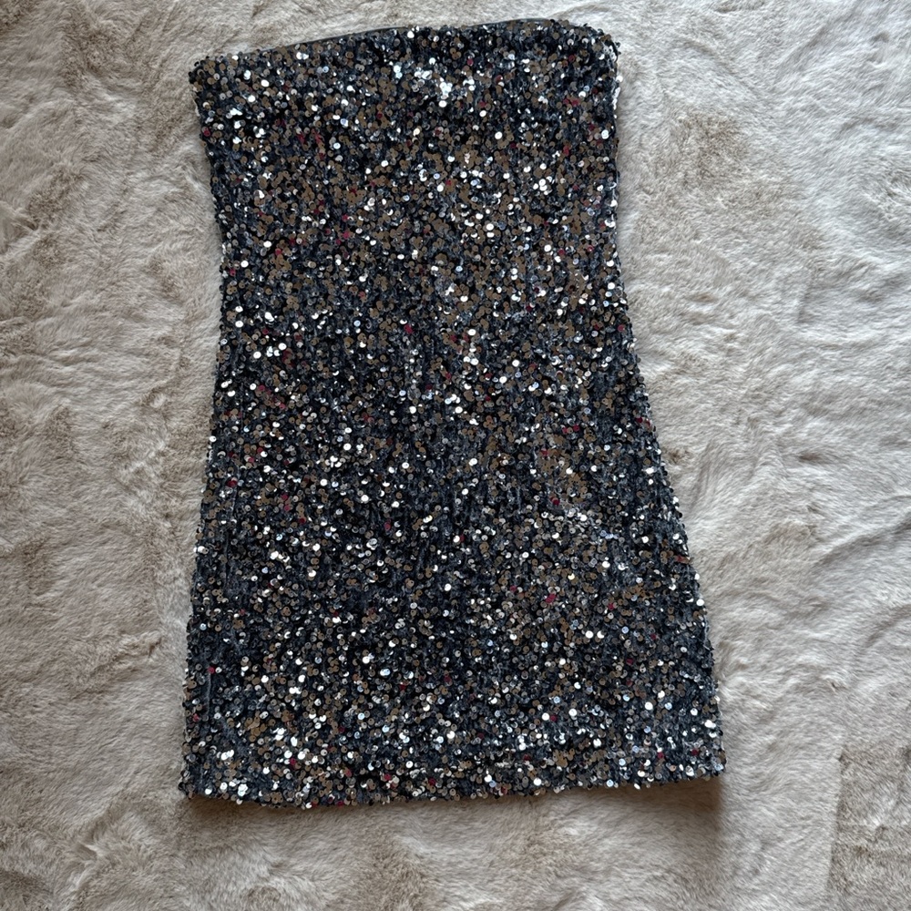Sequin Strapless Mini Dress